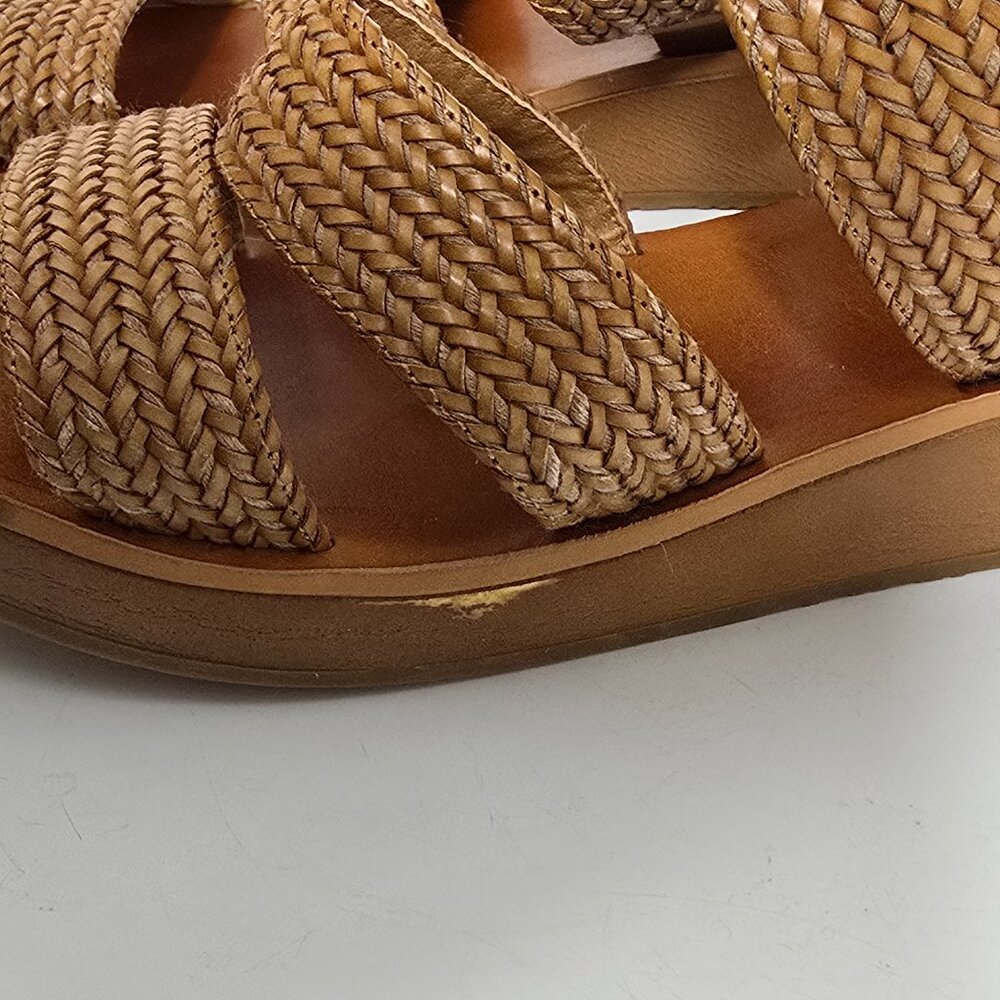 Lucky Brand Honnia Womens 11 M Sandals Brown Braided Strappy Slingback Shoes - Picture 4 of 9